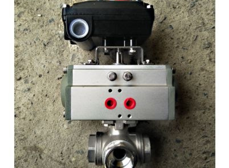 VAN BI INOX 3 THÂN ĐIỀU  KHIỂN KHÍ NÉN NỐI REN 